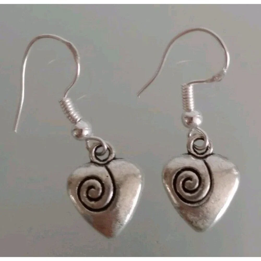 Girl's Lot of 3 Silver Earrings Dangle & Stud Bear Heart Kitty Cute NIP